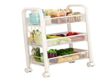 Rolling Storage Cart Layered Storage Shelves Multi Functional Movable Snack Vegetable Baskets V1294-YM0710-3117230289911