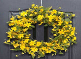 20 Inch Artificial Yellow Wreath Silk Floral Spring Summer Garland For Front Door Window Wall Porch V1192-AZ-W-27958