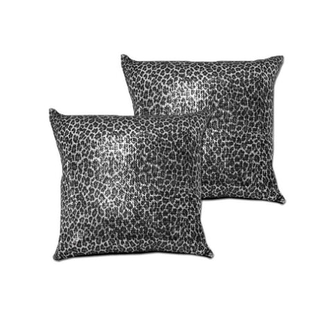 Accessorize Pair of Leopard Black Sequined European Pillowcases V442-HIN-PILLOWC-LEOPARDSEQUINED-BLACK-EU