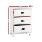 Artiss 2x Bedside Table 3 Drawers Vintage - THYME White ST-CAB-B-3D-WHX2