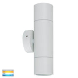 Tivah 2 x 5W 240V Tri-Colour Up/Down Wall Pillar Light, White V1202-V1-HVLHV1037GU10T