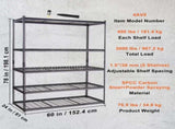 Storage Shelving Unit, 5-Tier Adjustable, 2000 lbs Capacity, Heavy Duty Garage Shelves Metal V952-XLZLKHJCL24DXIG4AV0