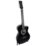 Karrera 38in Pro Cutaway Acoustic Guitar with Carry Bag - Black CC38-PRO-BK