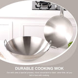 1 Pcs Large Stainless Steel Wok, Hand Hammered Carbon Steel Wok, Stainless Steel Wok Frying Pan Dual V1192-AZ-W-23987