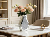 Silver Crushed Diamond Flower Vase Mirrored Glass Decorative Table Vase for Home Wedding V767-HP-ZZ2283