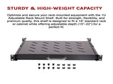 Sliding Rack Server Shelf 1U 19" 4 Post Mount Adjustable 15" to 22" Rack Tray V63-952651