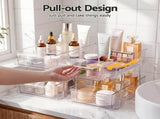 Artiss 2 Pack Clear Pull Out Cabinet Organiser 2 Tier Storage Drawers USS-A-PET