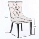 4x Velvet Dining Chairs Upholstered Tufted Kithcen Chair with Solid Wood Legs Stud Trim and V226-SW1901GY-2