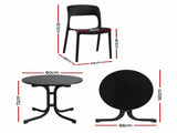 Gardeon 5PCS Outdoor Dining Set Table and Chairs Patio Furniture Garden Black ODF-DIN-5STFD-TX14-BK