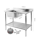 Cefito 100x60cm Stainless Steel Sink Bench Kitchen 304 SSKB-SINK-L100