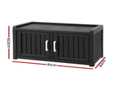 Outdoor Storage Box Bench Shoe Cabinet with Shelf Resin 81cm Black ODF-OSB-CAB-PP-BK