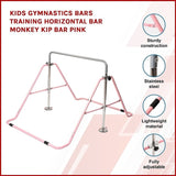 Kids Gymnastics Bars Training Horizontal Bar Monkey Kip Bar Pink V63-826761