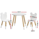 Keezi 3 Piece Kids Table and Chairs Set Activity Playing Study Children Desk FURNI-C-KTC-ROUND-WH