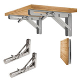 1 Pair Reinforced Folding Shelf Brackets 8-18inch Stainless Steel Bracket Heavy Duty L-Angle Wall V1370-AZ4-12824