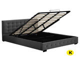 Levede Fabric Bed Frame King Tufted Dark Grey BF1008-K-DG