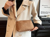 Women Suede Tote with Faux Lamb Wool Lined, Vintage Large Capacity Plush Shoulder Bag, for Work V1366-AZ2-W-11499