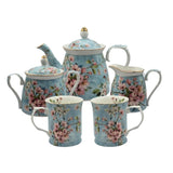 Peach Blossom Fine Bone China Tea Set for 2 - 5-Piece Floral Set V1026-KLCCW1173L-CW1213-CW1214
