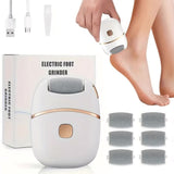 Rechargeable electric foot exfoliator with 6 replaceable heads for removing dead skin and polishing. V1105-YAZB-001