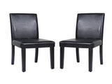 2x Wooden Frame Black Leatherette Dining Chairs with Solid Pine Legs V43-DC-MON-BLN