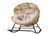Gardeon Outdoor Egg Rocking Chair Rattan Lounger with Thick Cushion Patio Furniture Natural ODF-ROCK-PAPASAN-NTL-ABC
