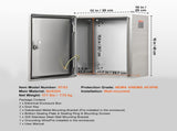 Steel Electrical Box, 40x30x25 cm, 304 Stainless Steel Electrical Enclosure Box, Wall-Mounted V952-BXGDQX16X12XBMZY8V0
