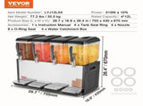 Commercial Beverage Dispenser, 4 Tanks 12 L Per Tank Juice Dispenser, 510W Stainless Steel Ice Tea V952-SYYLJJBSJXS1YI25UV3