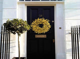 22 Inch Bright Yellow Forsythia Flower Wreath for Front Door, Spring Artificial Flower Wreath for V1258-DP02-C-2655