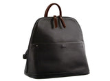Milleni Ladies Genuine Italian Leather Backpack Bag Twin Zip - Black/Chestnut V563-NL-2442-BLK_CHESTNUT