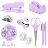 Desk Accessories, Stapler and Tape Dispenser Set,10PCS Office Supplies Set, Stapler, Tape Dispenser, V1107-121-47778-PNK-10PCS