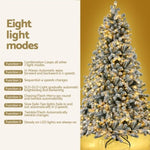 Jingle Jollys Christmas Tree 1.8m Snow Flocked LED Xmas Decoration 8 Light Modes XM-TR-WELL-6FT-GS-LED