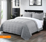 3 piece embossed comforter set queen silver V517-3DCS-QSIL