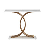 Artiss Console Table Marble Effect White&Gold FUR-Z-CST-01-MBWH