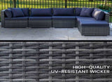 LONDON RATTAN 6 Seater Modular Outdoor Lounge Setting with Ottoman, Grey V219-OTDOLSLR6SGY1
