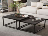 Marble Nesting Coffee Table Set Sintered Stone Side End Tables with Solid Metal Frame V767-JJ-XZ316-BLB