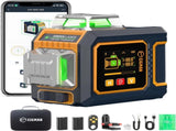 CIGMAN Green Laser Level, 3x360&deg Side LCD 12-Line Self-Leveling, Bluetooth App Remote, Pulse Mode V413-CMS03