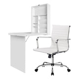 Artiss Computer Desk Office Chair Set PU Leather Wall Mount Foldable Table White DESK-WALL-8147-WH
