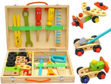 wooden toolbox, animal themed toy, building set, kids construction toy, fine motor skills, creative V1106-819-76755-MLT-8