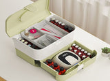 Cosmetic Storage Box 2 Layers Drawer Large Capacity Portable Makeup Storage Box with Handle for Nail V1294-YM0521-3117220310313