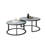 Set of 2 Grey Marble Round Nesting Tables V767-JJ-XZ199