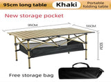 95CM Khaki Portable Folding Egg Roll Camping Table 4-Pack 36CM Chairs with Storage Bag & Mesh Net V888-ELOSUNG49114