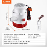 Bilge Pump, 3000GPH Automatic Submersible Boat Bilge Water Pump with Float Switch, 40 mm Outlet V952-CDB3700GPH00T37E4V9