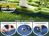 Double Sleeping Pad - Self Inflating 4" Extra-Thick for 2 Person with Pillow Built-in Foot Pump V1259-DP01-I-00016