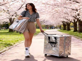Sliver Portable Folding Shopping Trolley - Durable Woven Fabric, Reusable Grocery V888-ELOSUNG42883