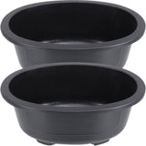 2Pcs Large Black Plastic Bonsai Planter Pots Oval Shape with Drainage Holes for Garden and Office V1369-AZ3-W-15851