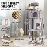 Cat Tree 174 cm Cat Tower with Cat Condos Sisal Scratching Post Light Grey V952-DXSMS8C2FQH03S5QHV0