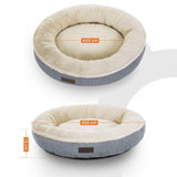 FEANDREA 55cm Dog Sofa Bed Round Shape Fabric Grey V227-3309641001081