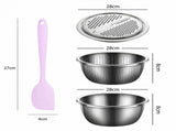 Home Salad Preparation Kit-Multifunctional Stainless Steel Vegetable Grater Bowl Set and Silicone V888-ELOSUNG56098-6