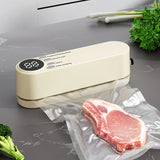 beige.USB Rechargeable Portable Vacuum Sealer, includes sealing bags and a rapid vacuum pump. V1232-ZKJ003
