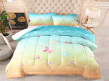 Aqua Sunset Butterfly Dream Comforter Quilted Doona Set V745-MMPAB010897AJ3