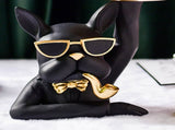 Statue Tray Decorative Bulldog Synthetic Resin Jewelry Storage Figurine Fruit Plate for Living Room V1294-YM0716-3115220069212